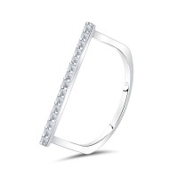 Slim Straight Line With CZ Stone Silver Ring NSR-4139